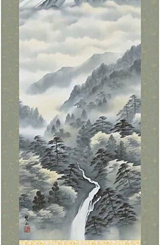 掛け軸　山水画　北海淡彩山水立軸 彩色山水 林青峰「尺五立」肉筆！ 山水画 - 掛け軸（掛軸）販売通販